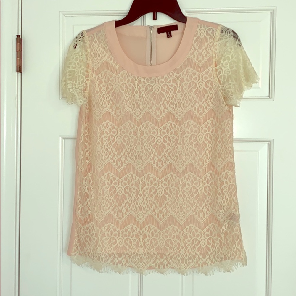 Women’s size S pale pink and cream lace shirt